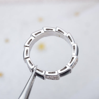 [Lume Jewelry]SERPENTI RING SILVER DIAMOND BLACK MOP 4MM