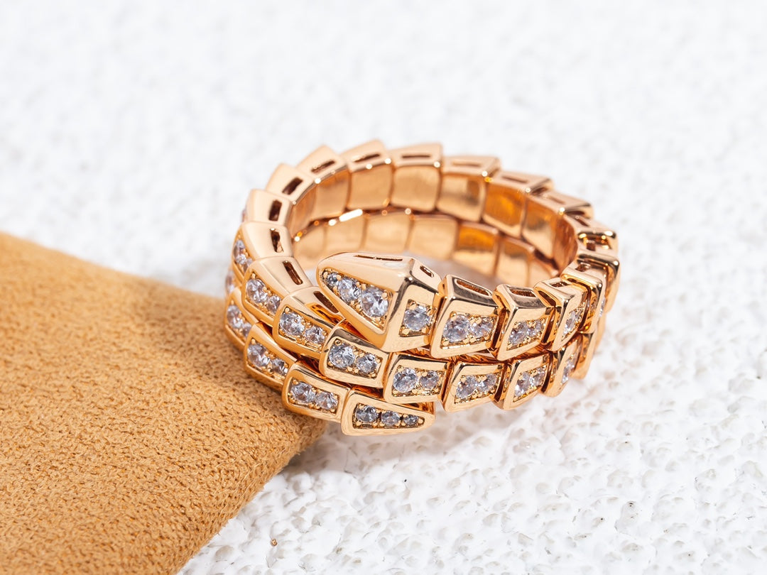 [Lume Jewelry]SERPENTI RING PINK GOLD DIAMOND DOUBLE ROW
