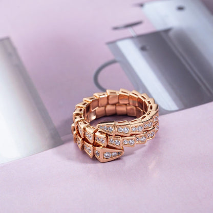[Lume Jewelry]SERPENTI RING PINK GOLD DIAMOND DOUBLE ROW