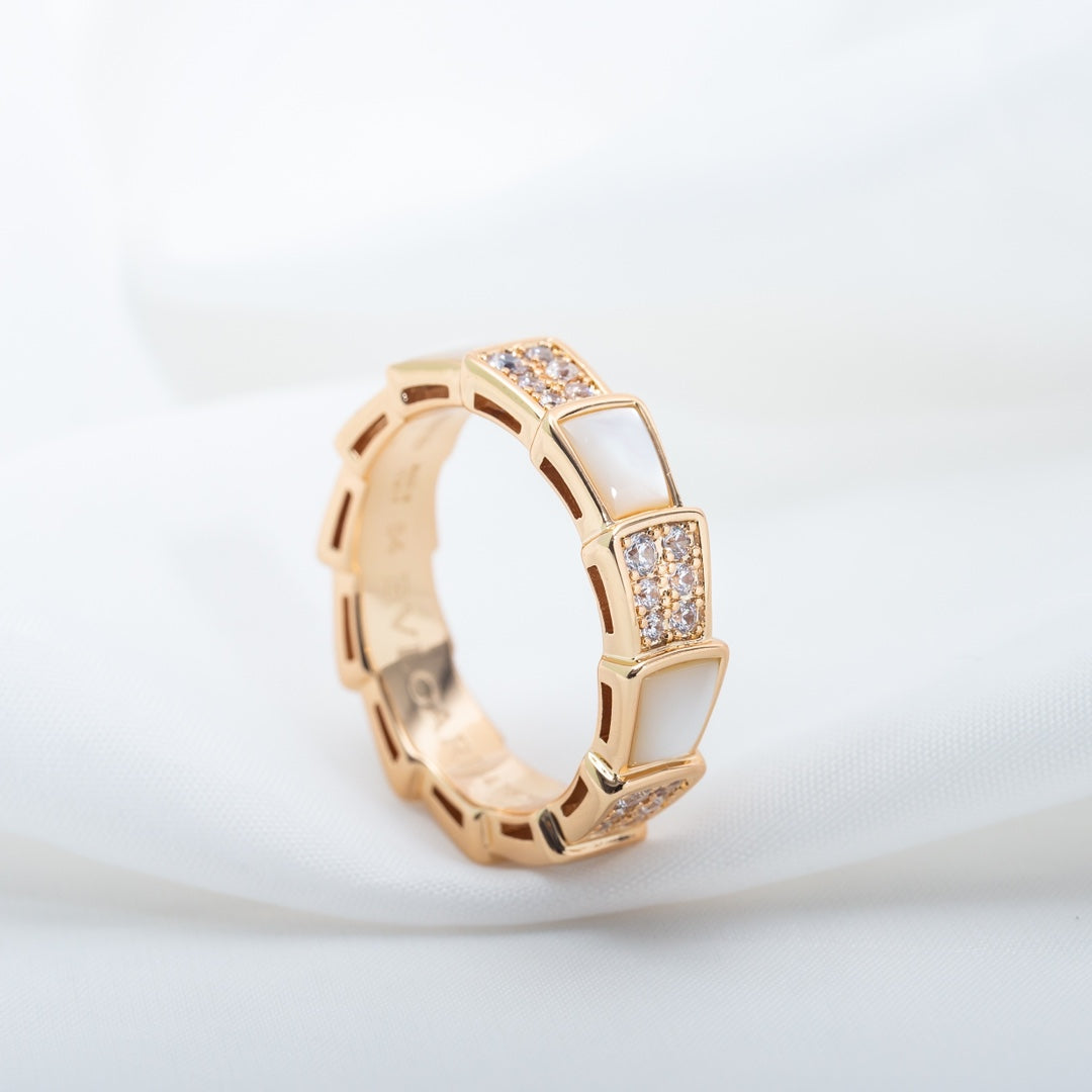 [Lume Jewelry]SERPENTI RING PINK GOLD MOP DIAMOND PAVED 4MM