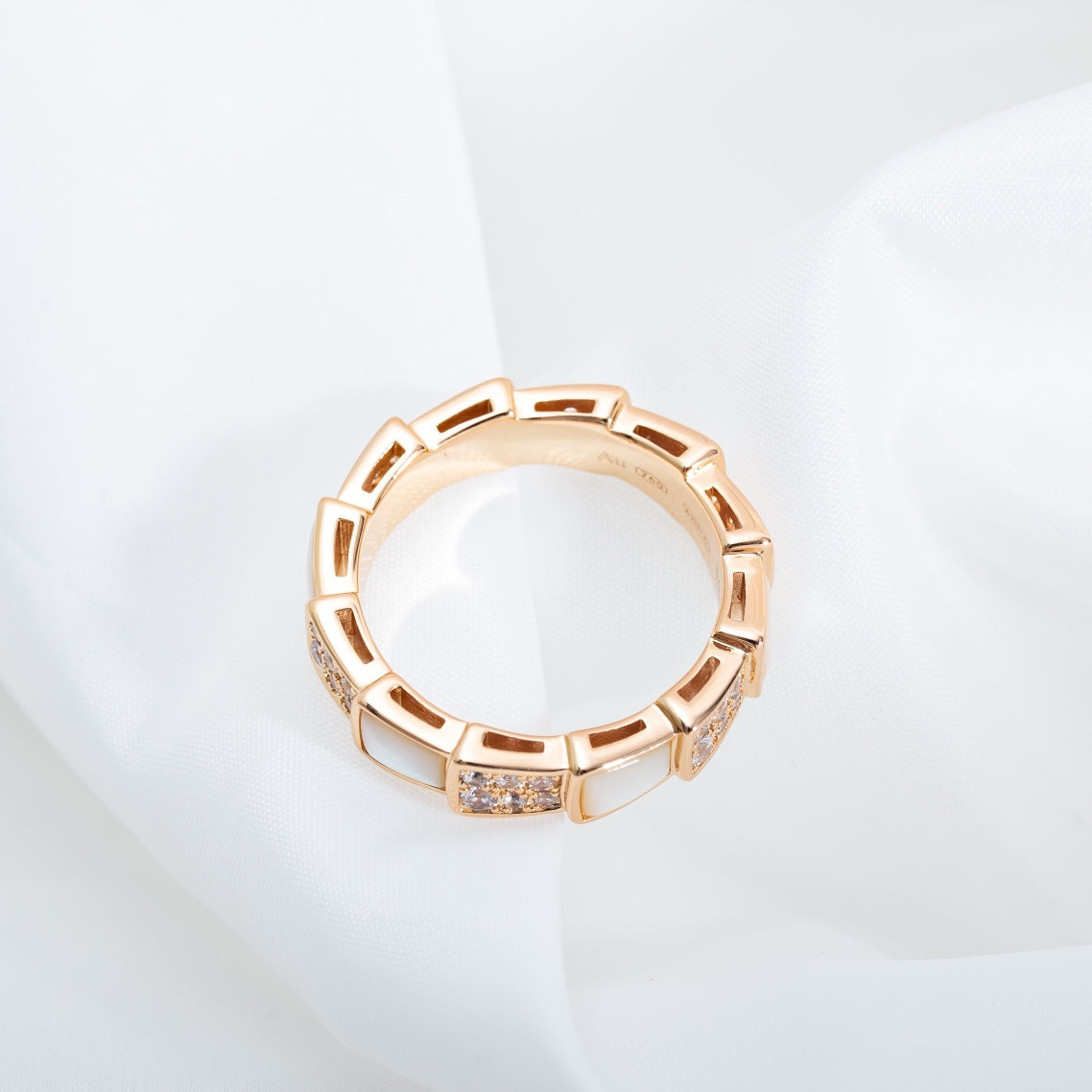 [Lume Jewelry]SERPENTI RING PINK GOLD MOP DIAMOND PAVED 4MM