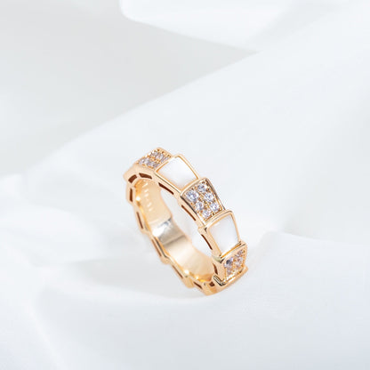 [Lume Jewelry]SERPENTI RING PINK GOLD MOP DIAMOND PAVED 4MM