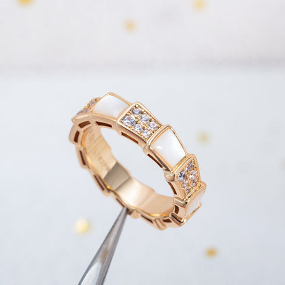 [Lume Jewelry]SERPENTI RING PINK GOLD MOP DIAMOND PAVED 4MM
