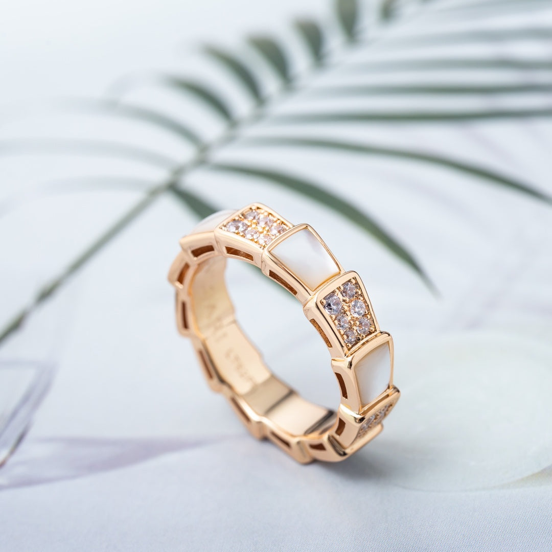 [Lume Jewelry]SERPENTI RING PINK GOLD MOP DIAMOND PAVED 4MM