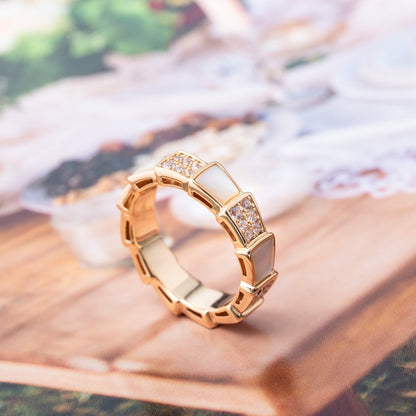 [Lume Jewelry]SERPENTI RING PINK GOLD MOP DIAMOND PAVED 4MM