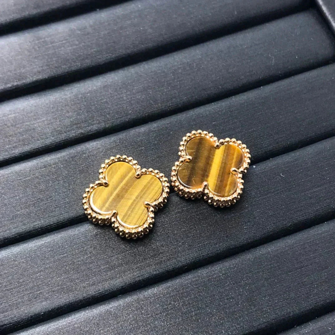 ¡®Lume Jewelry¡¯CLOVER MEDIUM 1 MOTIFS TIGER EYE EARRINGS