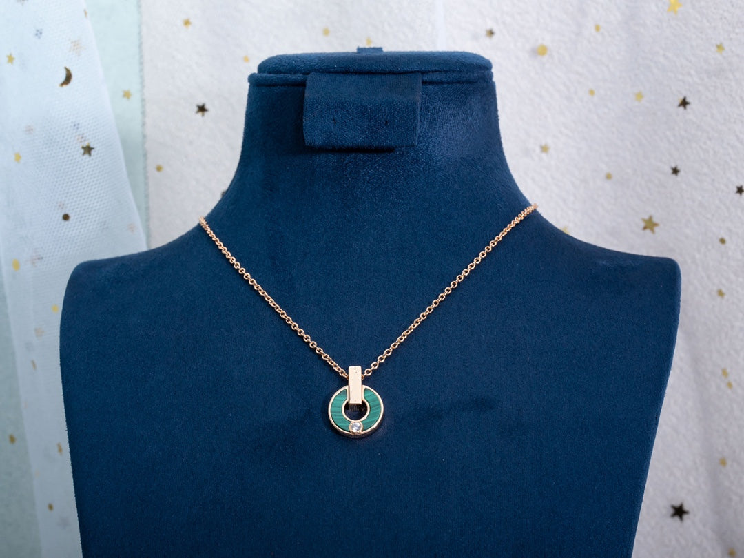 [Lume Jewelry]GARI NECKLACE PINK GOLD MALACHITE
