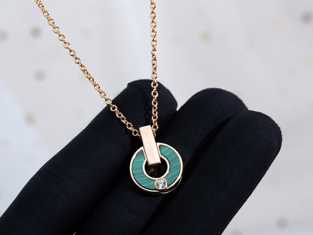 [Lume Jewelry]GARI NECKLACE PINK GOLD MALACHITE