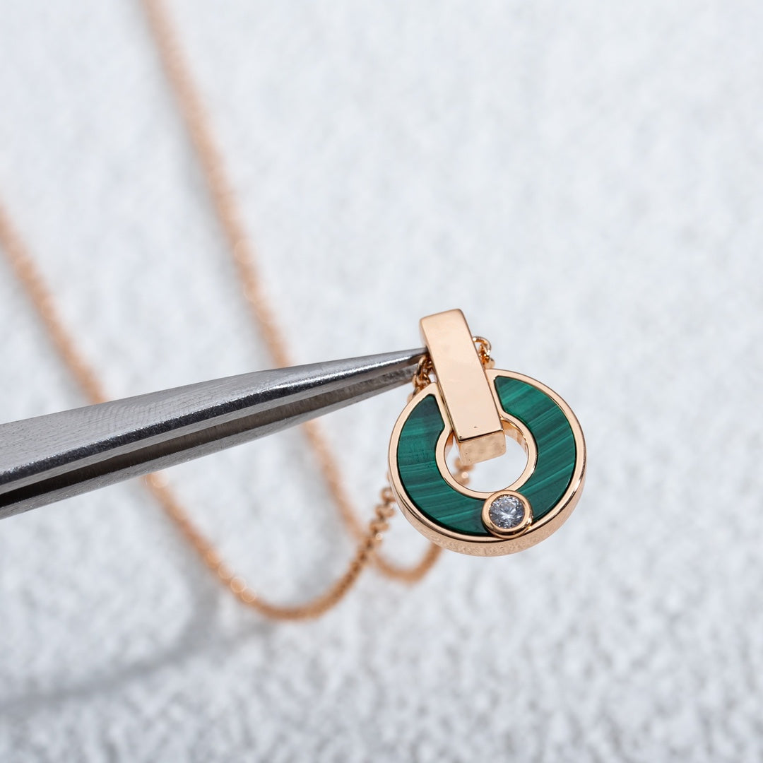 [Lume Jewelry]GARI NECKLACE PINK GOLD MALACHITE