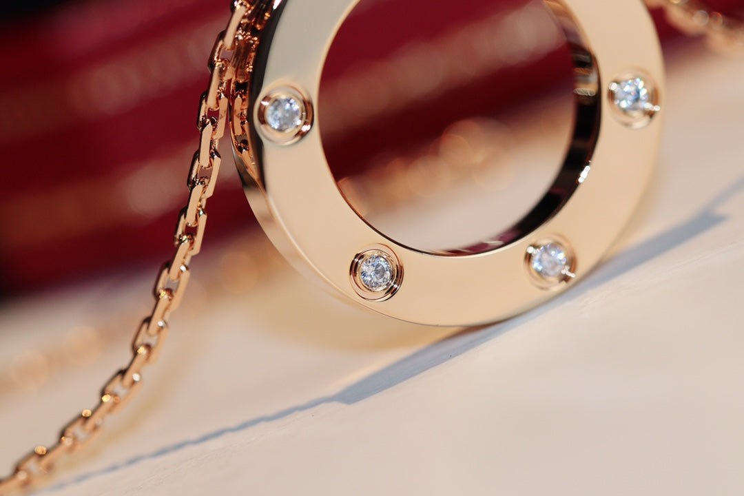 ¡®Lume Jewelry¡¯LOVE NECKLACE 16MM 6 DIAMONDS PINK GOLD