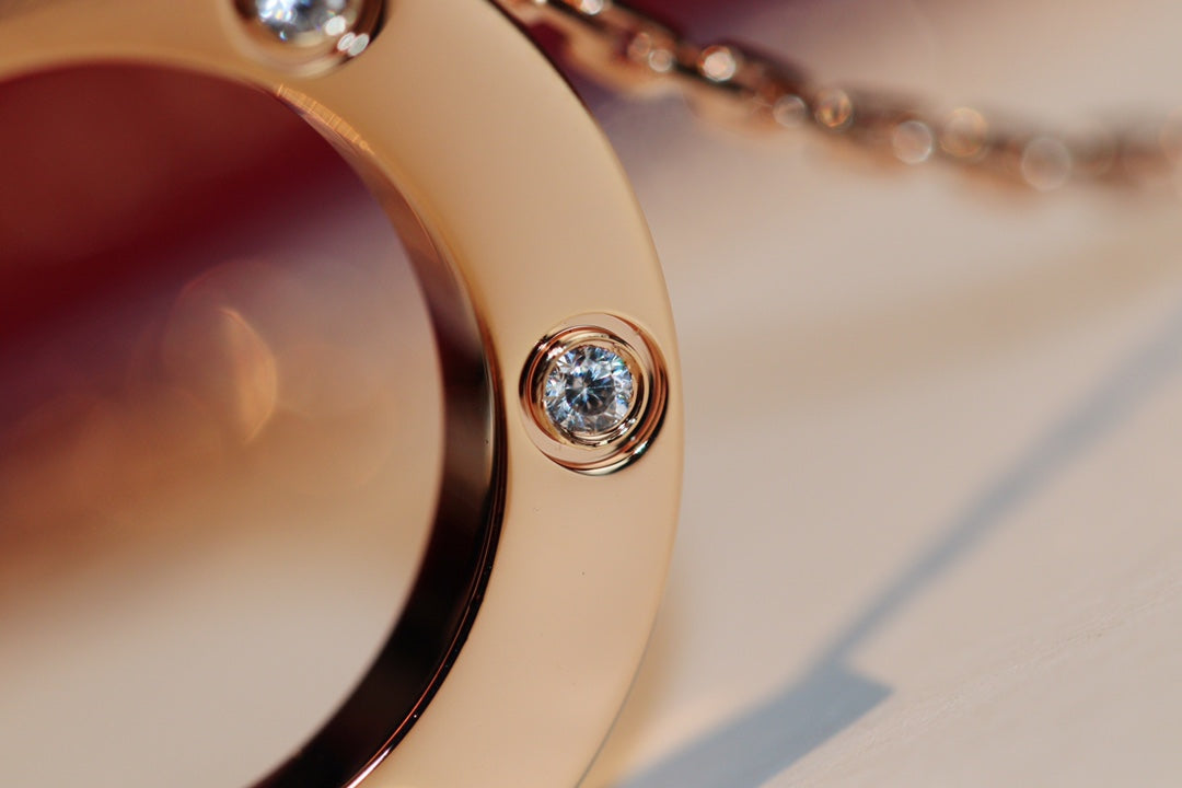 ¡®Lume Jewelry¡¯LOVE NECKLACE 16MM 6 DIAMONDS PINK GOLD