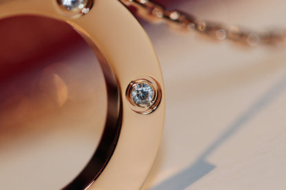 ¡®Lume Jewelry¡¯LOVE NECKLACE 16MM 6 DIAMONDS PINK GOLD