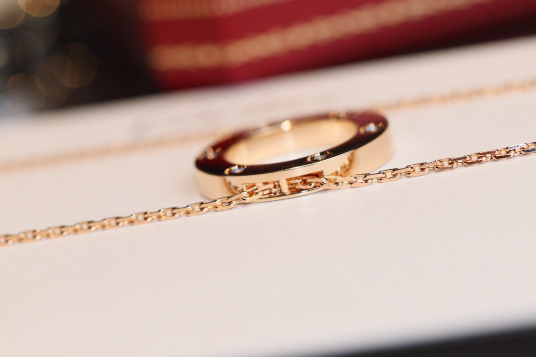 ¡®Lume Jewelry¡¯LOVE NECKLACE 16MM 6 DIAMONDS PINK GOLD