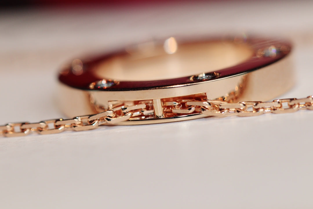 ¡®Lume Jewelry¡¯LOVE NECKLACE 16MM 6 DIAMONDS PINK GOLD
