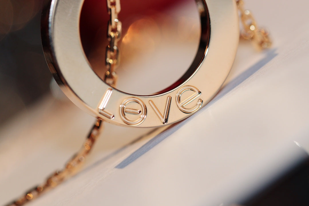 ¡®Lume Jewelry¡¯LOVE NECKLACE 16MM 6 DIAMONDS PINK GOLD