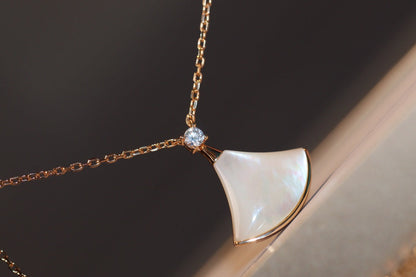 [Lume Jewelry]DREAM NECKLACE WHITE MOP PINK GOLD 1 DIAMOND