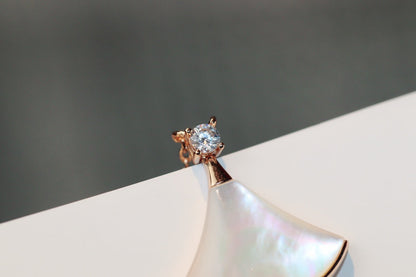 [Lume Jewelry]DREAM NECKLACE WHITE MOP PINK GOLD 1 DIAMOND