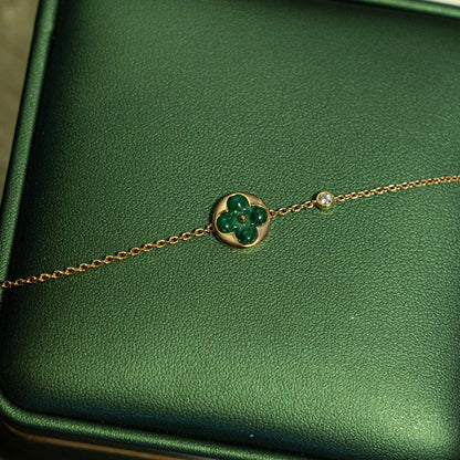 ¡®Lume Jewelry¡¯SUN MALACHITE 1 DIAMOND PINK GOLD BRACELET