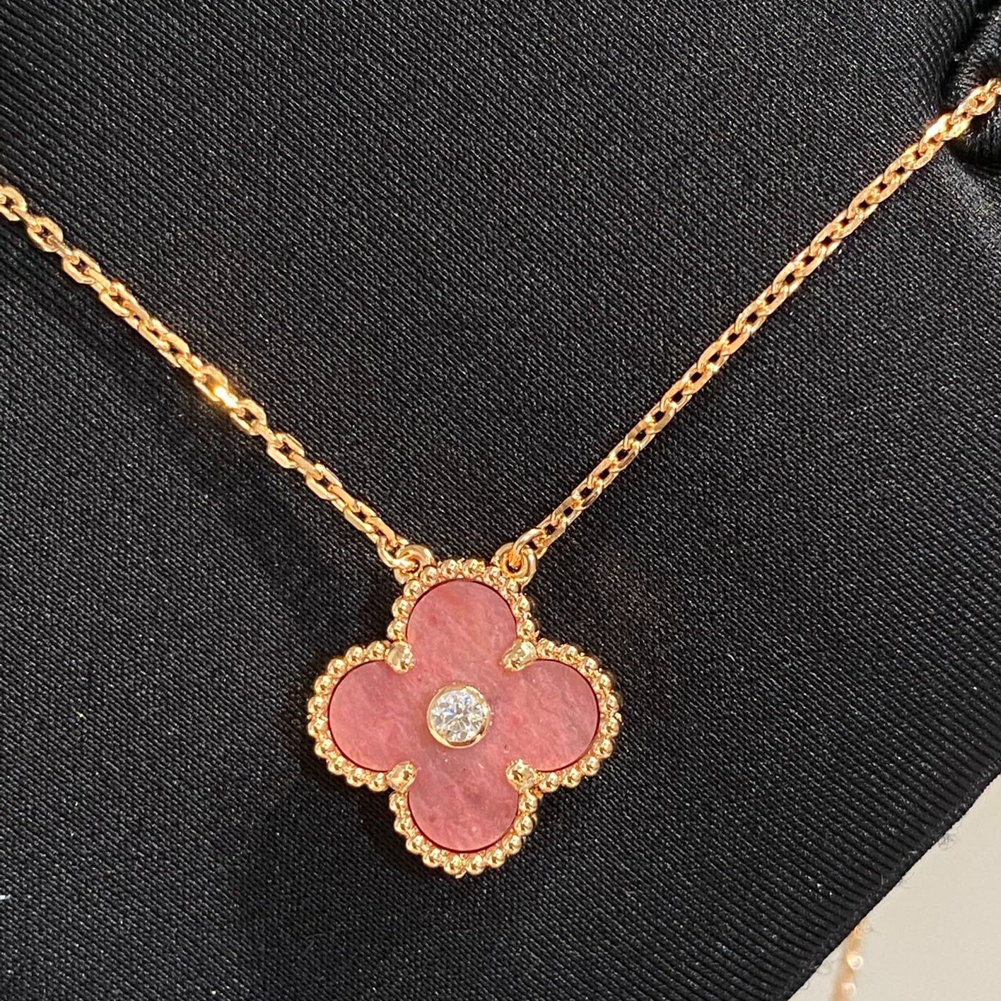 ¡®Lume Jewelry¡¯CLOVER 15MM DIAMOND RHODONITE NECKLACE