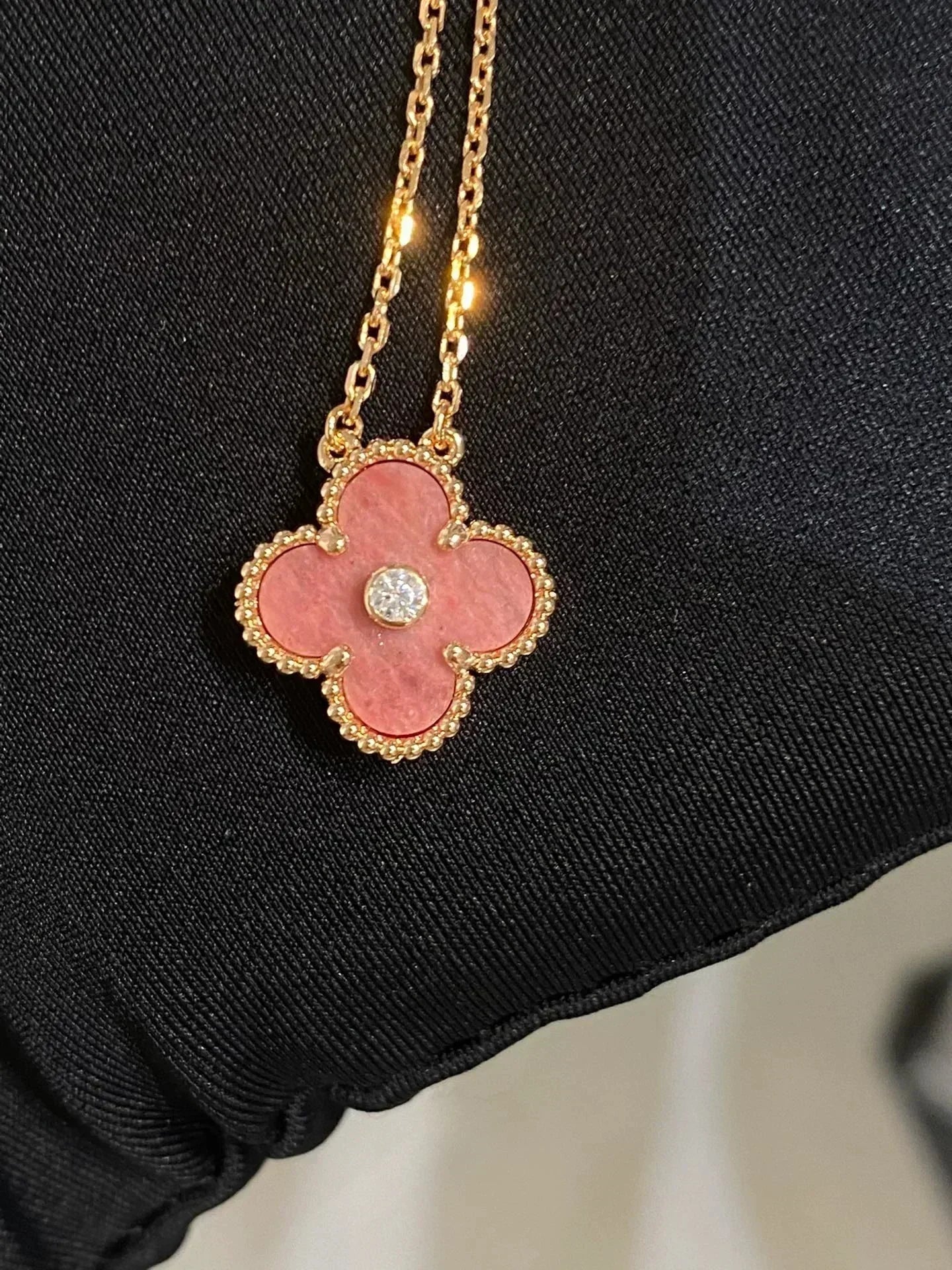 ¡®Lume Jewelry¡¯CLOVER 15MM DIAMOND RHODONITE NECKLACE