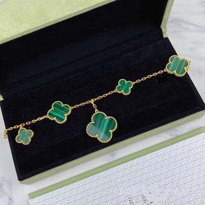 ¡®Lume Jewelry¡¯MAGIC CLOVER MALACHITE GOLD BRACELET 5 MOTIFS