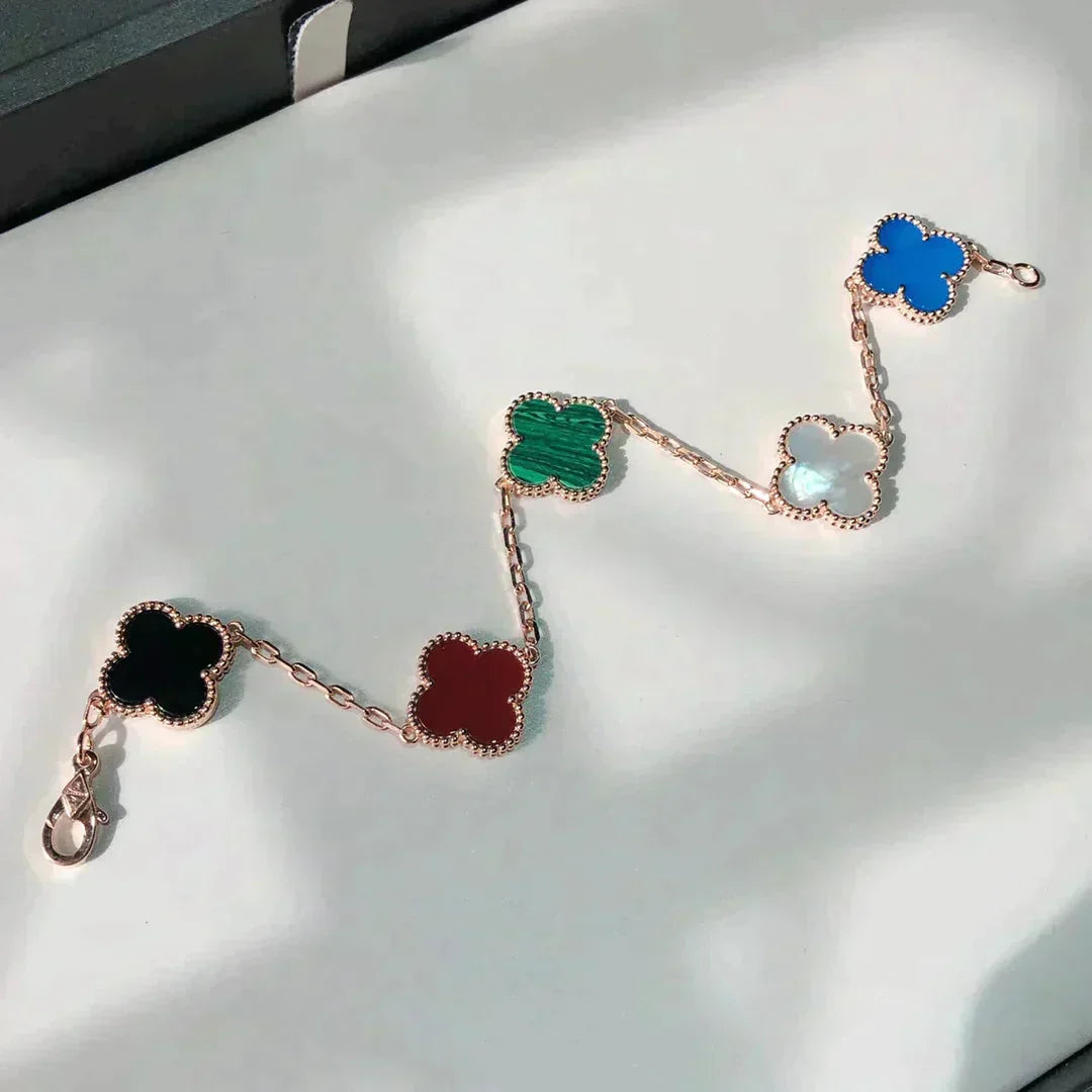 [Lume Jewelry]New CLOVER 5 MOTIFS MULTICOLOR BRACELET