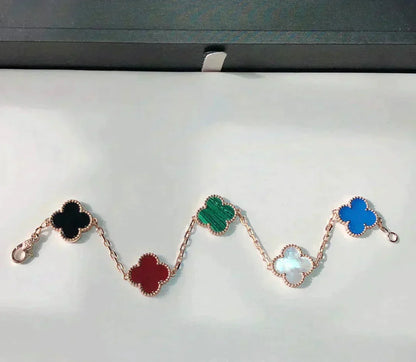[Lume Jewelry]New CLOVER 5 MOTIFS MULTICOLOR BRACELET