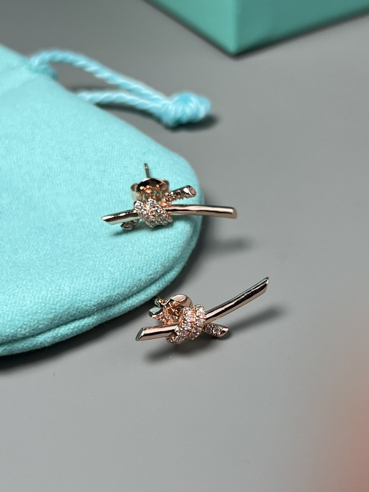 [Lume Jewelry]KNOT EARRINGS PINK GOLD DIAMOND
