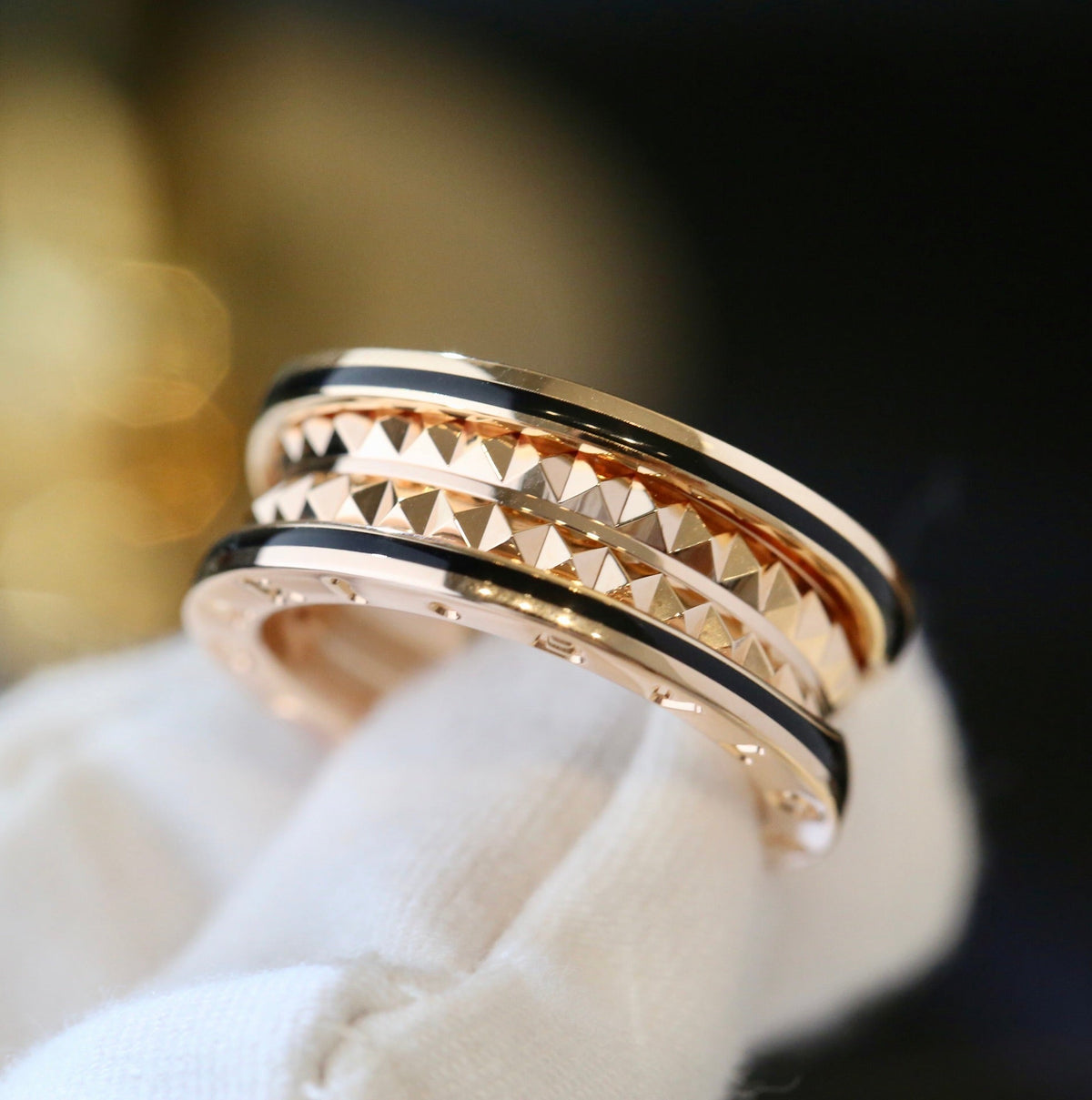 [Lume Jewelry]ZERO 1 PINK GOLD BLACK CERAMIC RING