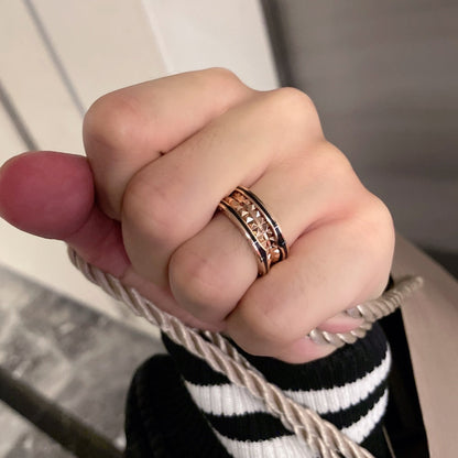 [Lume Jewelry]ZERO 1 PINK GOLD BLACK CERAMIC RING
