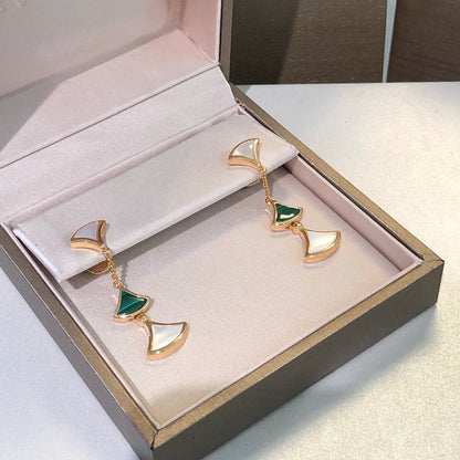 [Lume Jewelry]DREAM EARRINGS 3 MOTIFS MALACHITE MOP PINK GOLD