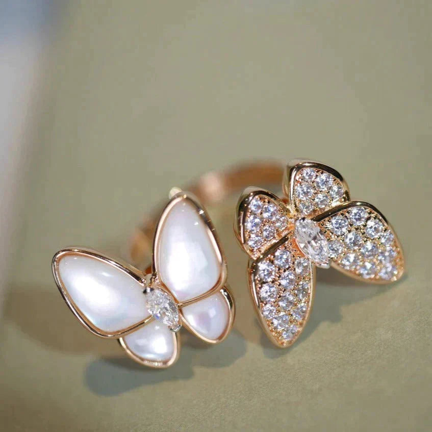 ¡®Lume Jewelry¡¯TWIN BUTTERFLY DIAMOND MOP RING