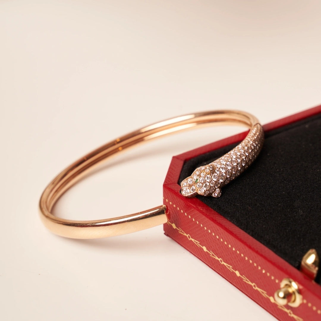 ¡®Lume Jewelry¡¯PANTHERE ROSE GOLD DIAMOND OPEN BRACELET