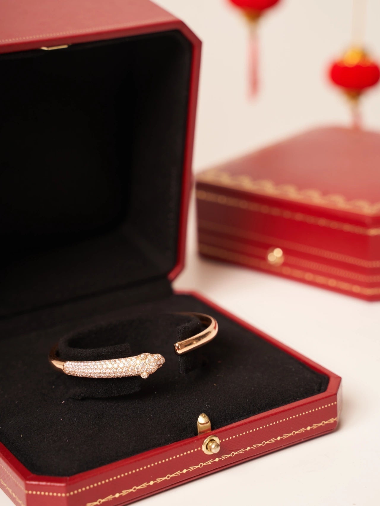 ¡®Lume Jewelry¡¯PANTHERE ROSE GOLD DIAMOND OPEN BRACELET