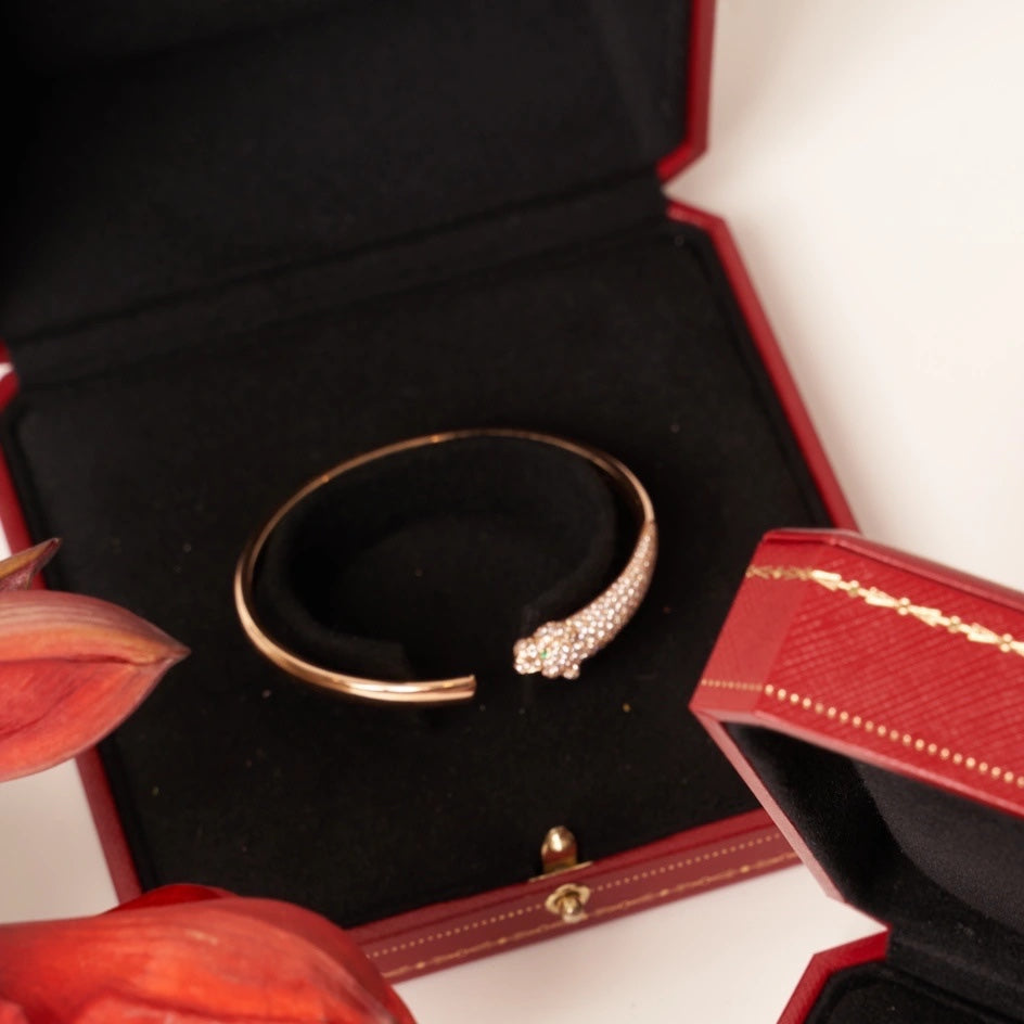 ¡®Lume Jewelry¡¯PANTHERE ROSE GOLD DIAMOND OPEN BRACELET