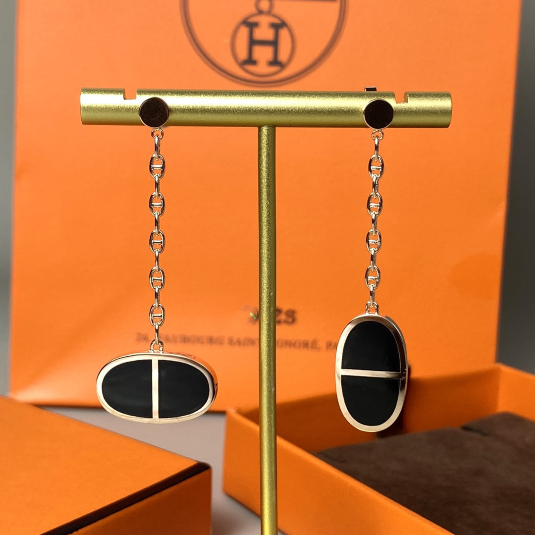 ¡®Lume Jewelry¡¯CHAINE VERSO BLACK CERAMIC EARRINGS