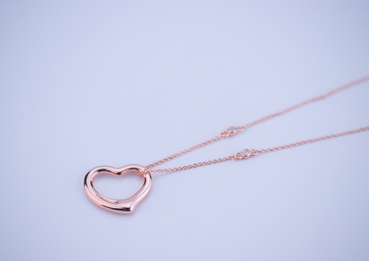 [Lume Jewelry]OPEN HEART PEDANT PINK GOLD NECKLACE