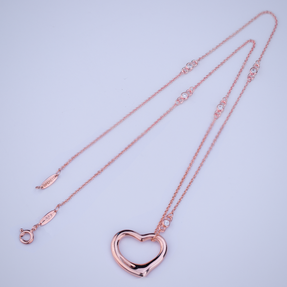 [Lume Jewelry]OPEN HEART PEDANT PINK GOLD NECKLACE