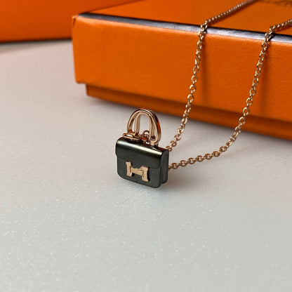 ¡®Lume Jewelry¡¯CONSTANCE BLACK PEDANT PINK GOLD NECKLACE