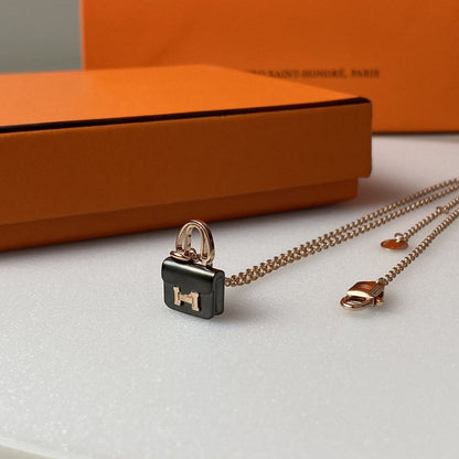 ¡®Lume Jewelry¡¯CONSTANCE BLACK PEDANT PINK GOLD NECKLACE