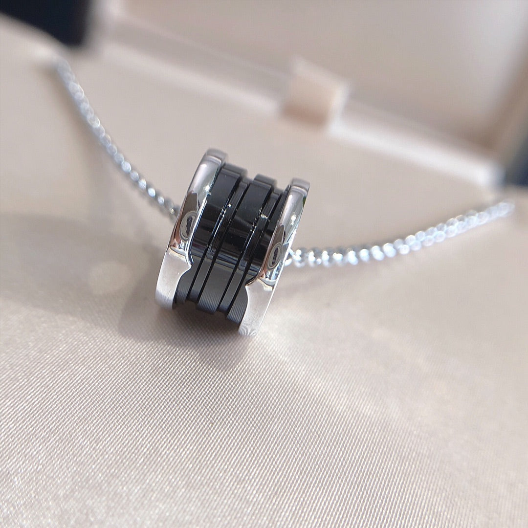 [Lume Jewelry]ZERO 1 BLACK CERAMIC SILVER NECKLACE