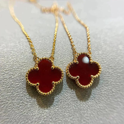 ¡®Lume Jewelry¡¯CLOVER 15MM CARNELIAN SINGLE FLOWER NECKLACE