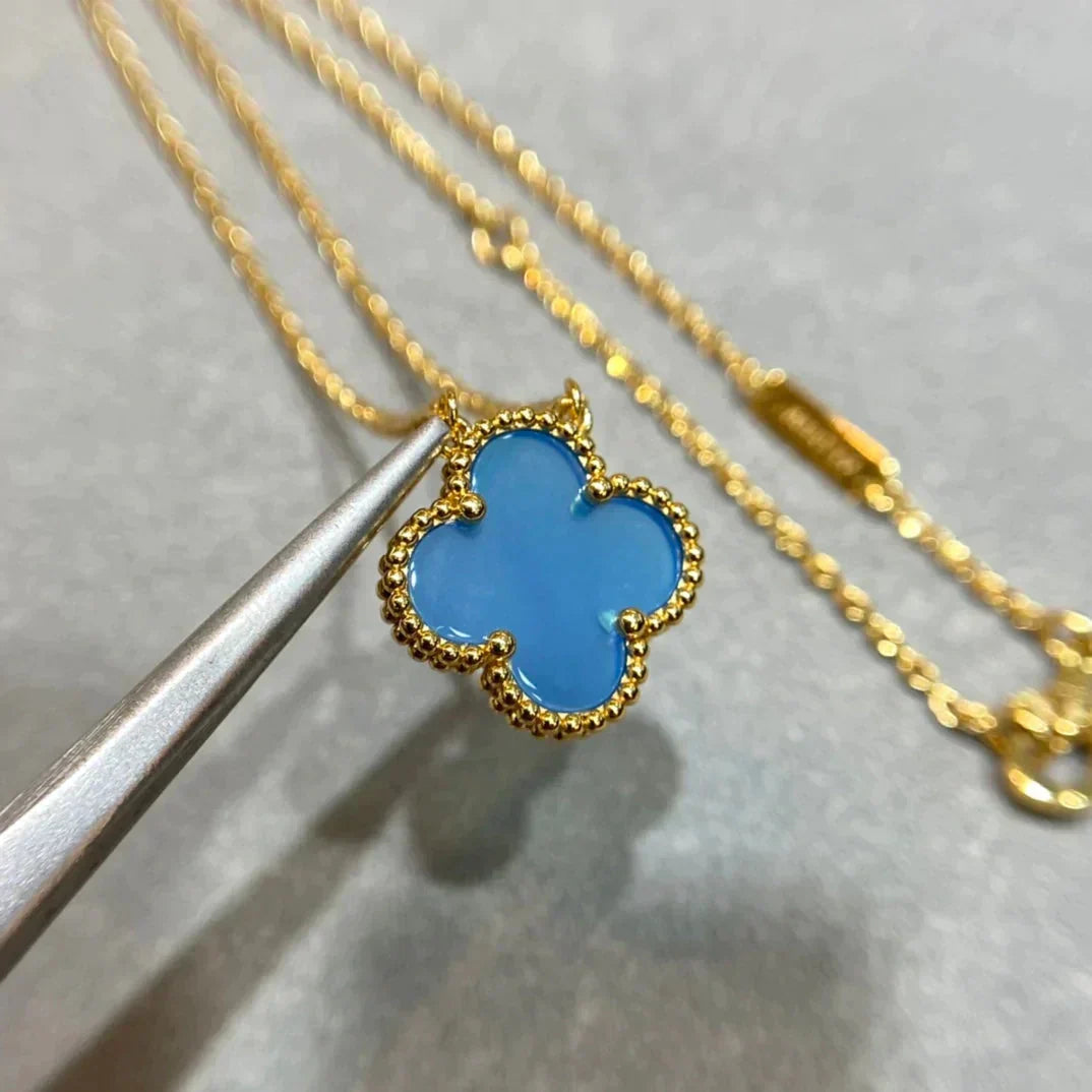 ¡®Lume Jewelry¡¯CLOVER 15MM BLUE AGATE NECKLACE