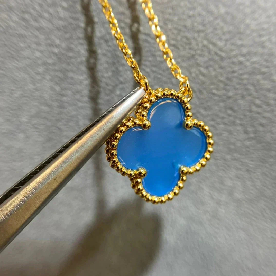 ¡®Lume Jewelry¡¯CLOVER 15MM BLUE AGATE NECKLACE