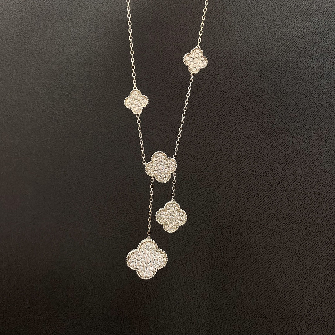 ¡®Lume Jewelry¡¯CLOVER 5 MOTIFS SILVER DIAMONDS NECKLACE