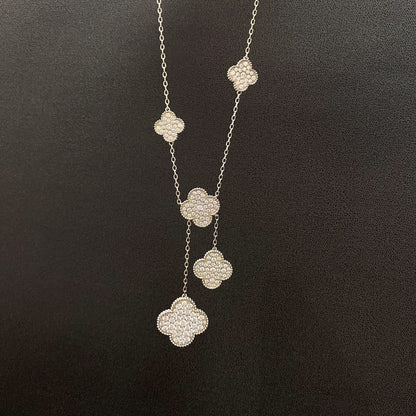 ¡®Lume Jewelry¡¯CLOVER 5 MOTIFS SILVER DIAMONDS NECKLACE