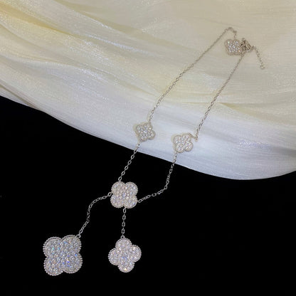 ¡®Lume Jewelry¡¯CLOVER 5 MOTIFS SILVER DIAMONDS NECKLACE