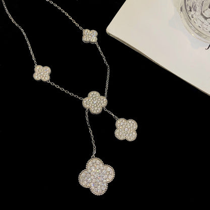 ¡®Lume Jewelry¡¯CLOVER 5 MOTIFS SILVER DIAMONDS NECKLACE