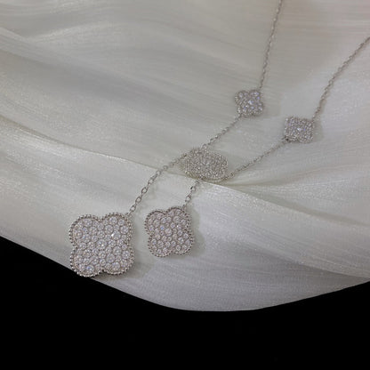 ¡®Lume Jewelry¡¯CLOVER 5 MOTIFS SILVER DIAMONDS NECKLACE