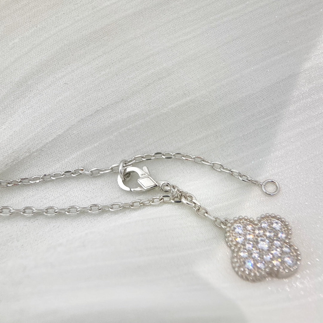 ¡®Lume Jewelry¡¯CLOVER 5 MOTIFS SILVER DIAMONDS NECKLACE